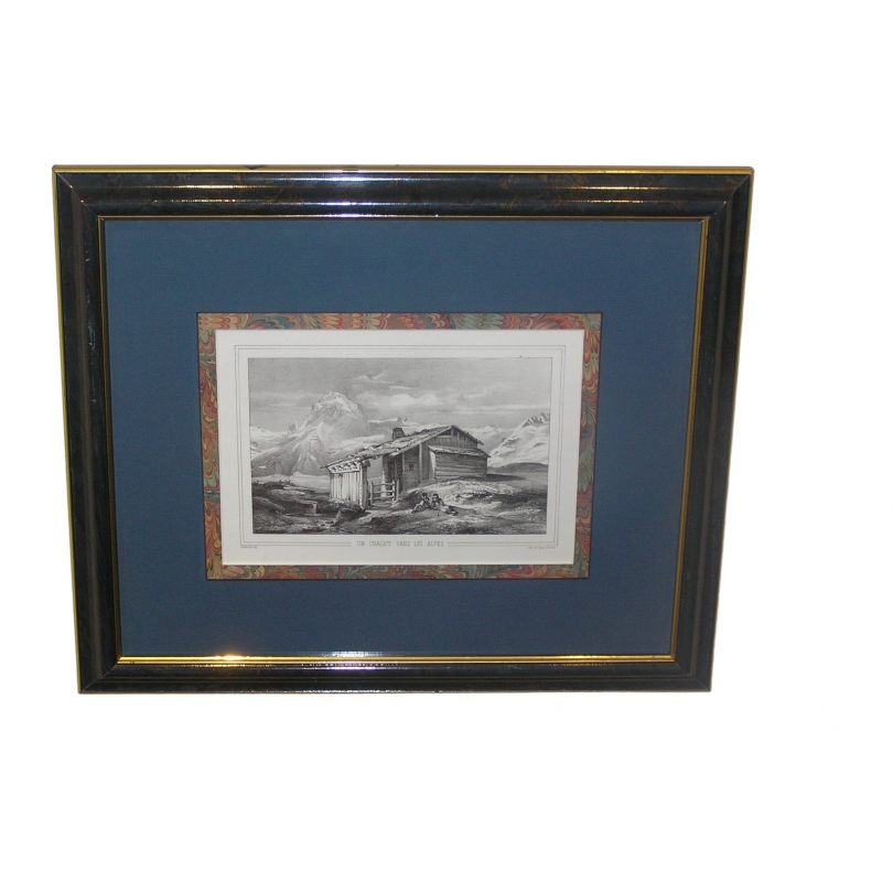 Gravure "Un chalet dans les alpes" par DuBois