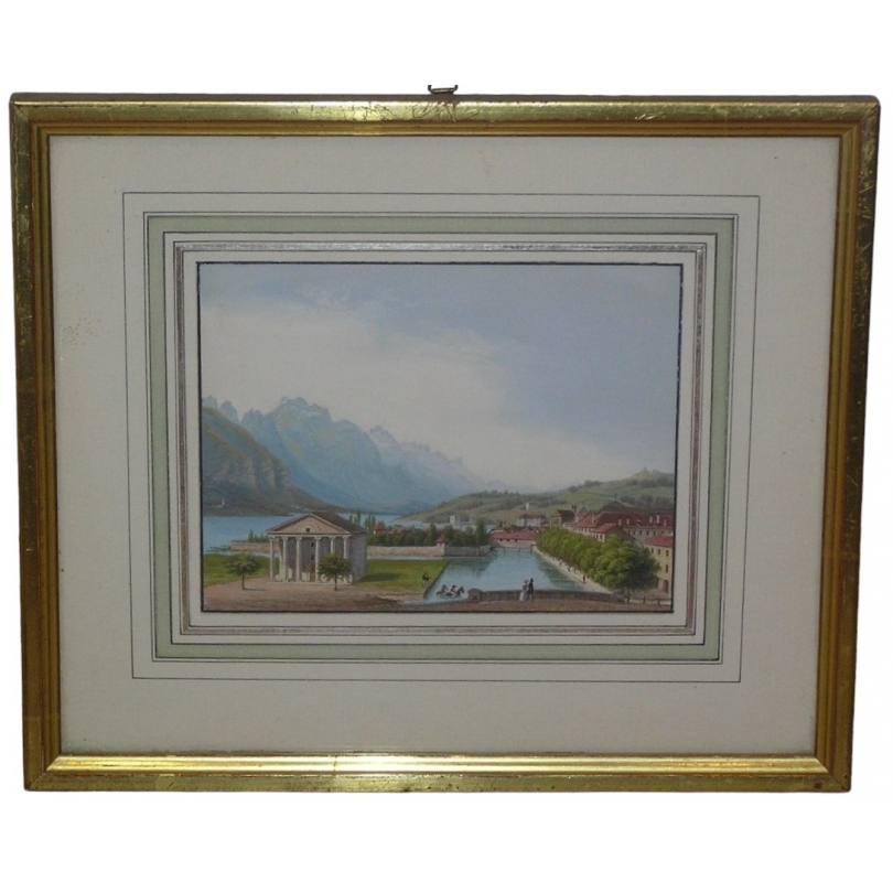 Engraving enhanced with gouache by J.  at Moinat SA  - Antiques and decorative items -  Engravings, lithographs