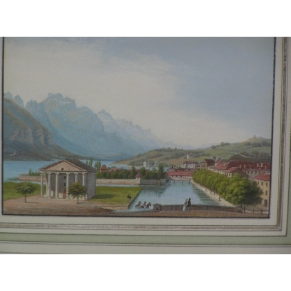 Engraving enhanced with gouache by J.  at Moinat SA  - Antiques and decorative items -  Engravings, lithographs