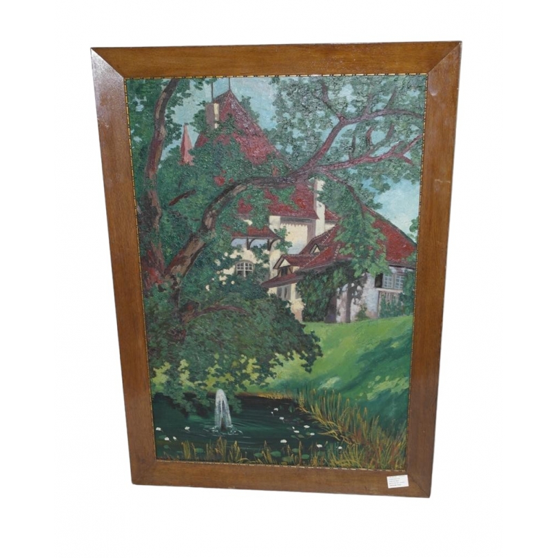 Paintings | Oil on canvas “Holligen Castle” Moinat SA  – Antiques and home décor