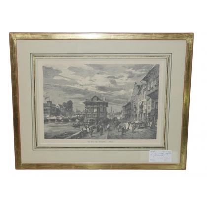 Engraving ‘La riva del municipio a Zurigo’ by Moinat SA – Antiques and decorative items – Engravings, lithographs