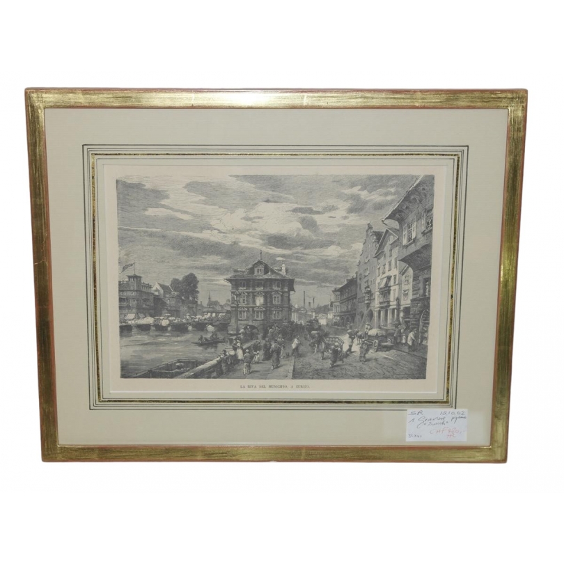 Engraving ‘La riva del municipio a Zurigo’ by Moinat SA – Antiques and decorative items – Engravings, lithographs