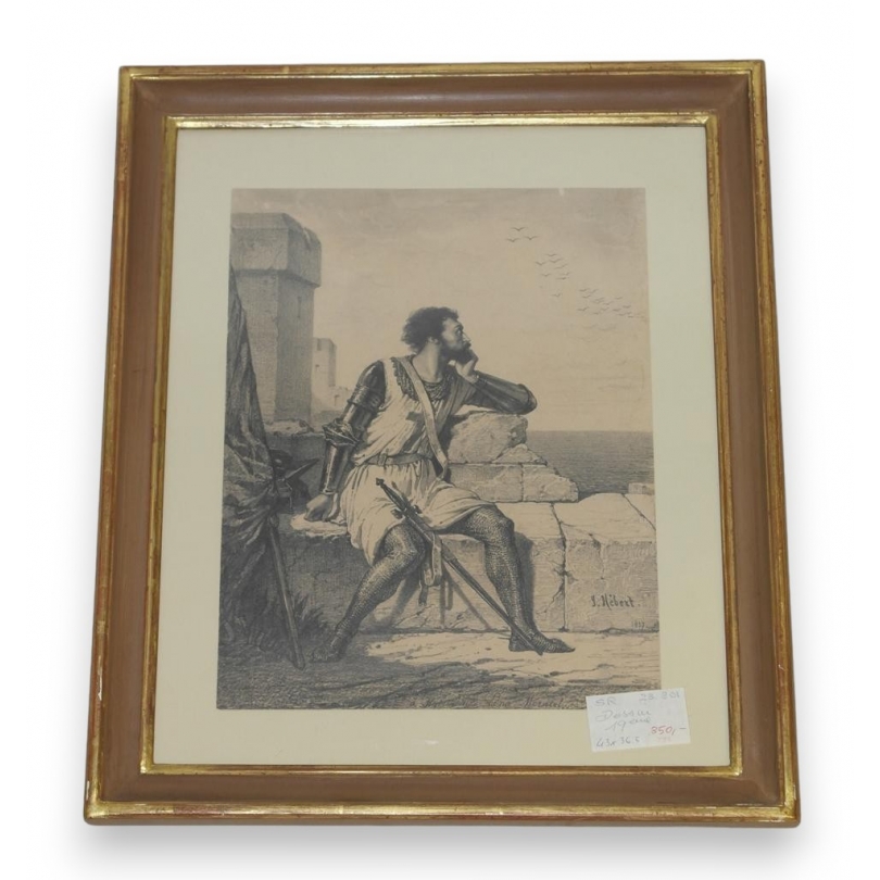  Dessin "L'homme regardant la mer" signé sur  Moinat SA  - Antiquités décoration