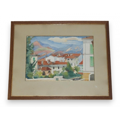 Aquarelle "Menaggio" monogrammé W, 22  sur Moinat SA  - Antiquités décoration -  Gouaches, Aquarelles, Pastels
