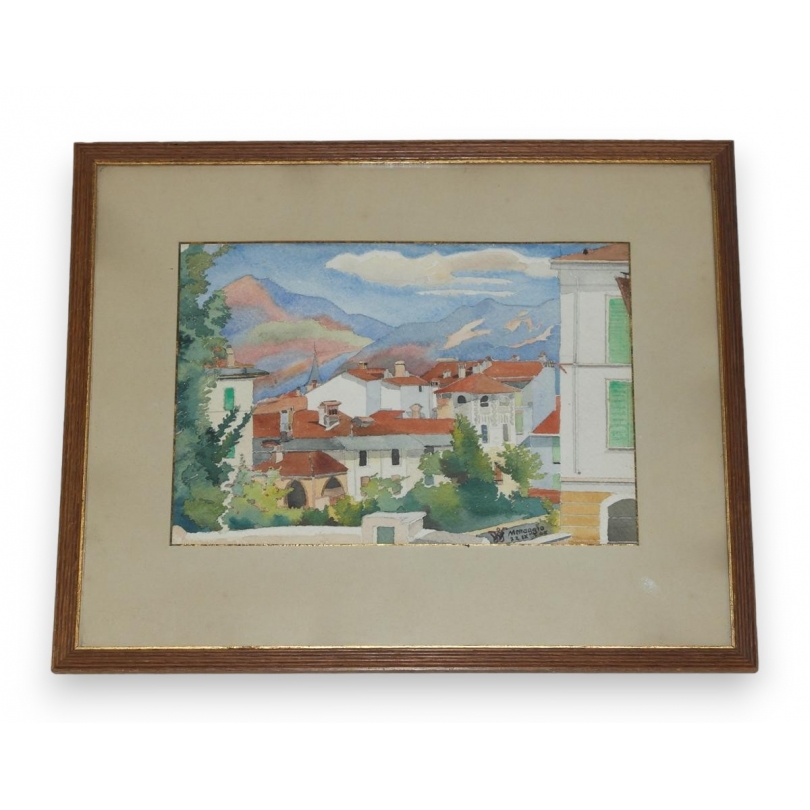 Aquarelle "Menaggio" monogrammé W, 22  sur Moinat SA  - Antiquités décoration -  Gouaches, Aquarelles, Pastels
