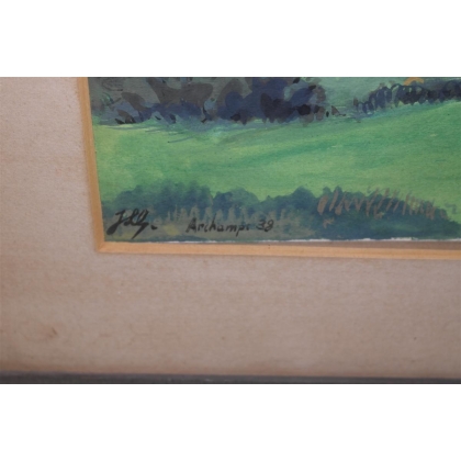 Aquarelle "Archamps" signé Gampert 1938  sur Moinat SA  - Antiquités décoration -  Gouaches, Aquarelles, Pastels