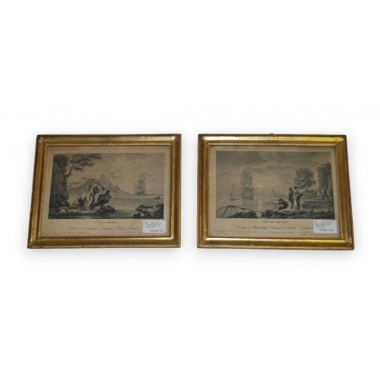 Pair of engravings, ‘Vème vue d’Italie’, by Moinat SA – Antiques and decorative items – Engravings, lithographs