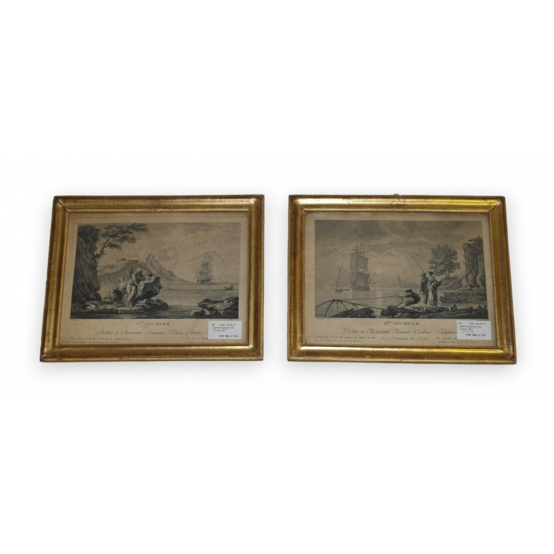 Paire de gravures "Vème vue d'Italie"  sur Moinat SA  - Antiquités décoration -  Gravures, Lithos