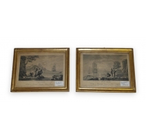 Paire de gravures "Vème vue d'Italie"