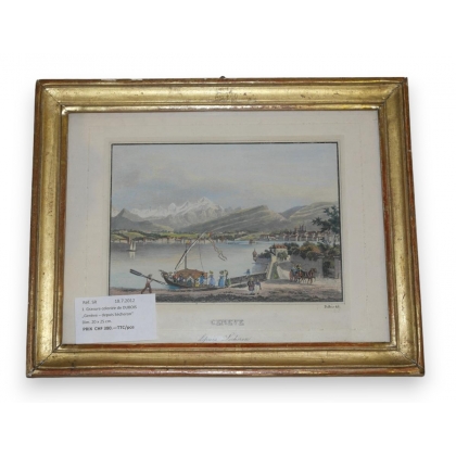 Coloured engraving by Dubois, ‘Geneva’, by Moinat SA – Antiques and decorative items – Engravings, lithographs