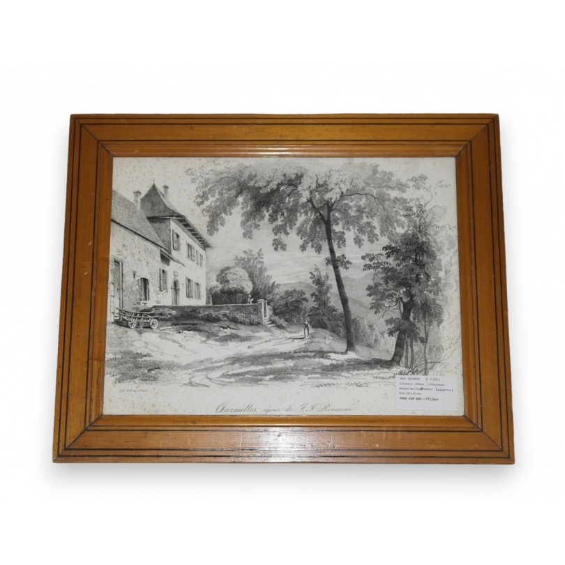 Gravure "J.J Rousseau Maison des