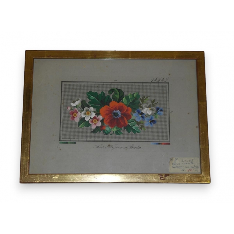 Carton de tapisserie "Fleur" par Hertz  sur Moinat SA  - Antiquités décoration -  Gravures, Lithos