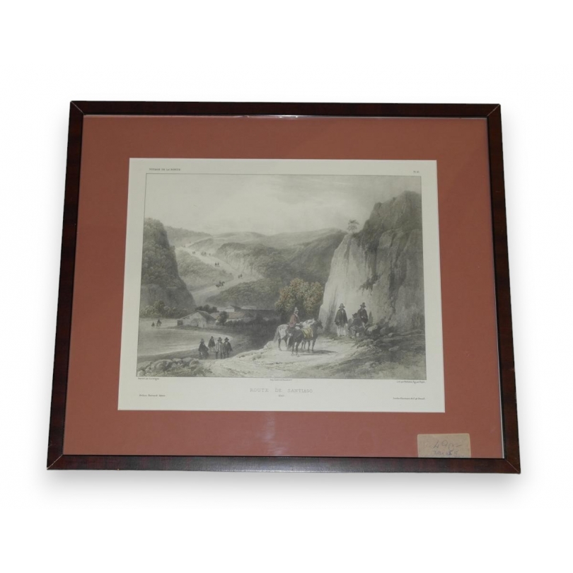 Engraving ‘Route de Santiago, Chile’ by Moinat SA – Antiques and decorative items – Engravings, lithographs