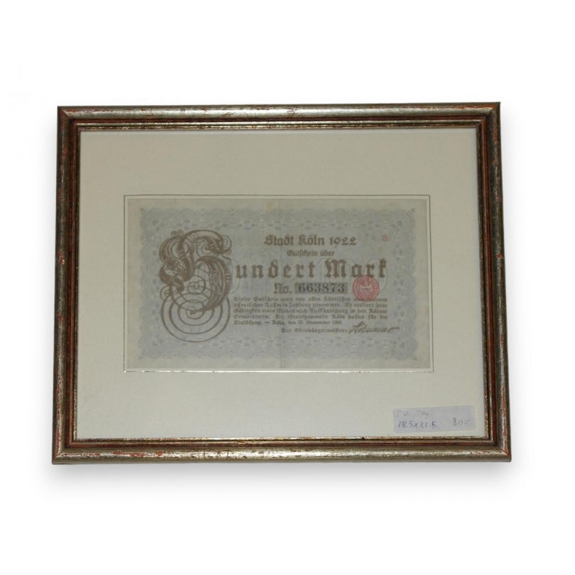  Tableau "100 Mark" 1922 sur  Moinat SA  - Antiquités décoration