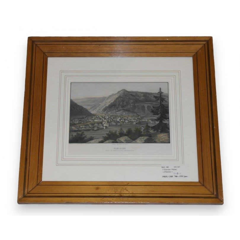 Gravure "Fleurier"  sur Moinat SA  - Antiquités décoration -  Gravures, Lithos