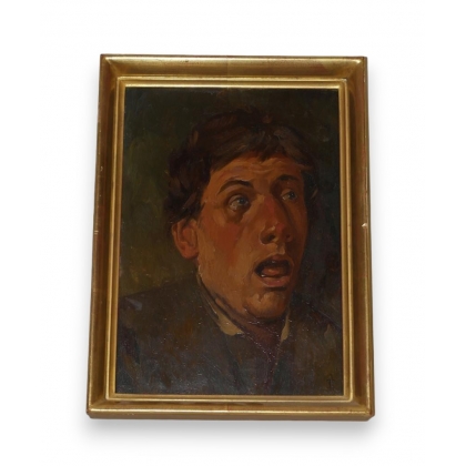 Huile sur panneau \"Homme\" de Alain