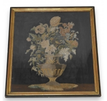 Tableau brodé sur soie "Bouquet"