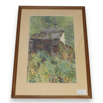 Aquarelle "Hameau dans le haut Valais"  sur Moinat SA  - Antiquités décoration -  Gouaches, Aquarelles, Pastels