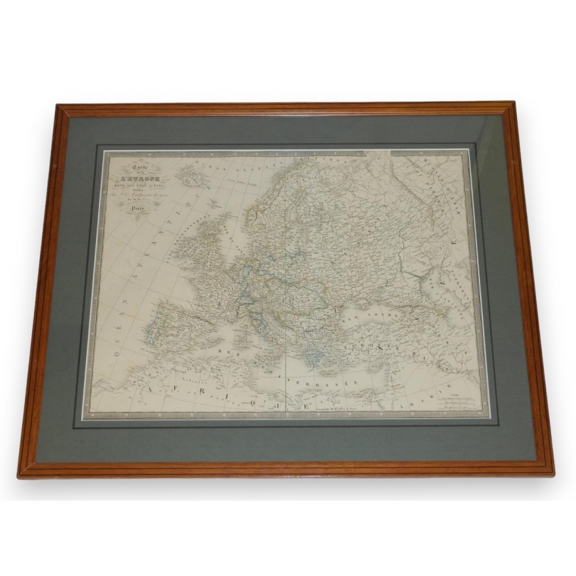  Gravure "Carte de l'Europe dans son sur  Moinat SA  - Antiquités décoration