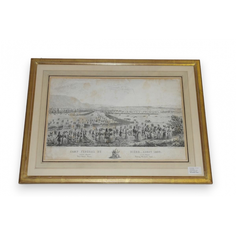 Engraving: ‘Bière Aoust Federal Camp, Moinat SA’ – Antiques and decorative items – Engravings, lithographs