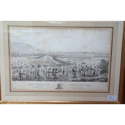 Engraving: ‘Bière Aoust Federal Camp, Moinat SA’ – Antiques and decorative items – Engravings, lithographs
