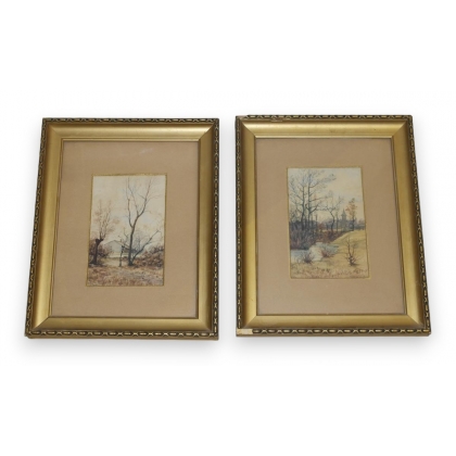 Paire d'aquarelles "Bois Velin" et  sur Moinat SA  - Antiquités décoration -  Gouaches, Aquarelles, Pastels