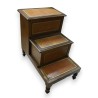 Step ladder – 3 steps with brown leather covering – by Moinat SA – Antiques and home décor