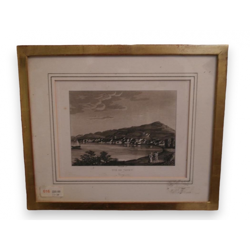 Gravure de Vevey  sur Moinat SA  - Antiquités décoration -  Gravures, Lithos