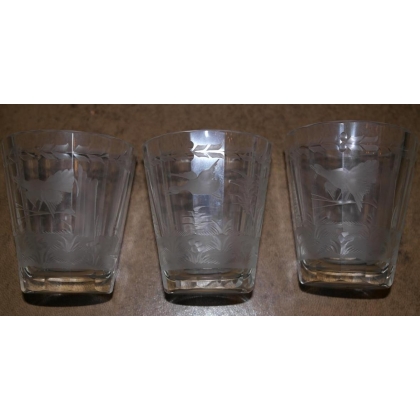 Lot de 6 verres gravés chasse