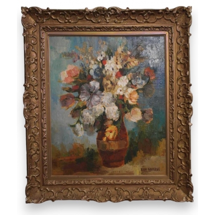 Tableau \"Bouquet de fleurs\" signé NAVARRE