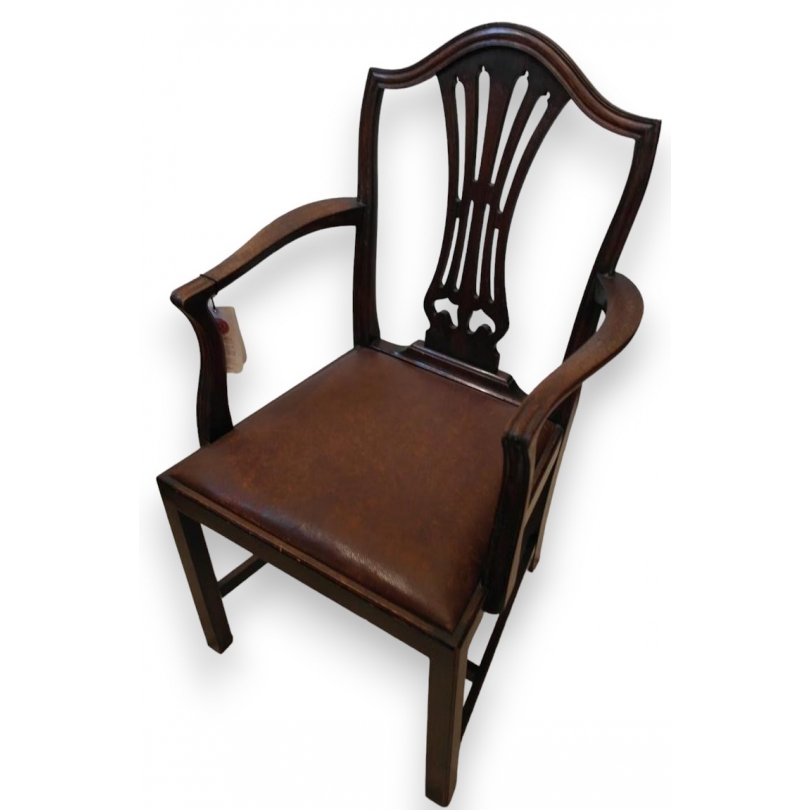 Fauteuil anglais en acajou avec placet