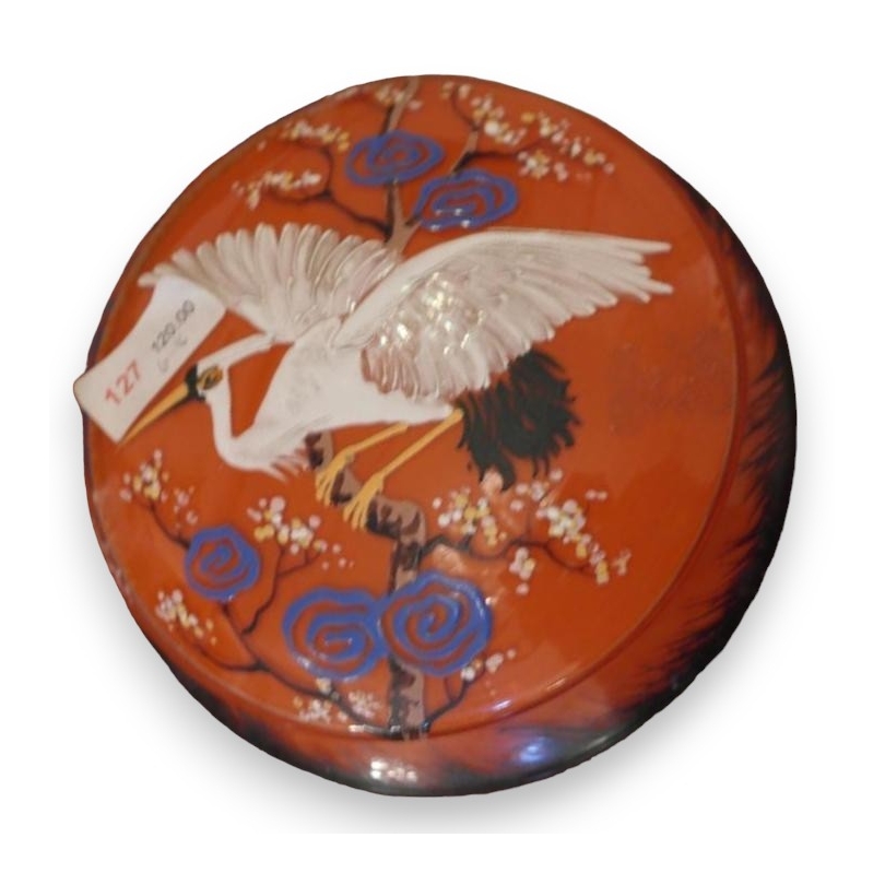 Boîte en verre peint \"Cigogne\"
