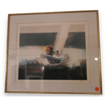 Lithograph ‘Regattas’ No. 192/250 by Moinat SA – Antiques and decorative items – Engravings, lithographs