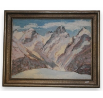 Huile sur toile "montagnes" signé Horn