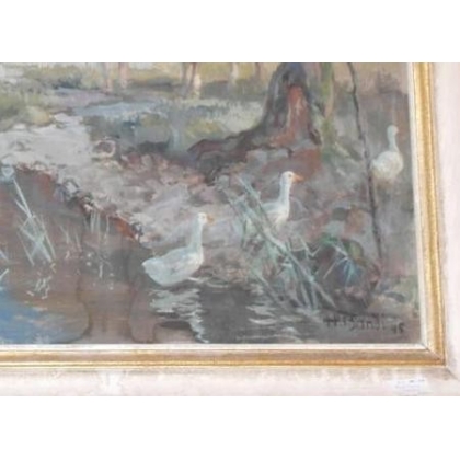 Paintings | Oil on canvas ‘Horses’, signed H. Moinat SA  – Antiques and home décor