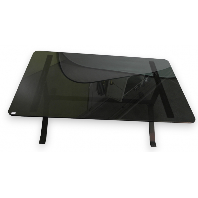 Table basse en fer, plateau en verre