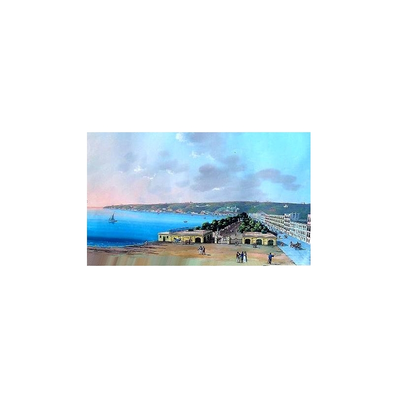 Neapolitanische Gouache „Blick auf die Bucht von Neapel“.  bei Moinat SA  – Antiquitäten und Dekoration –  Gouachen, Aquarelle, 