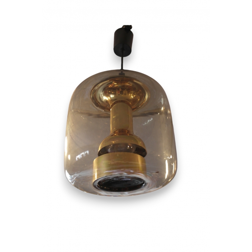 Suspension "cloche" en verre et laiton