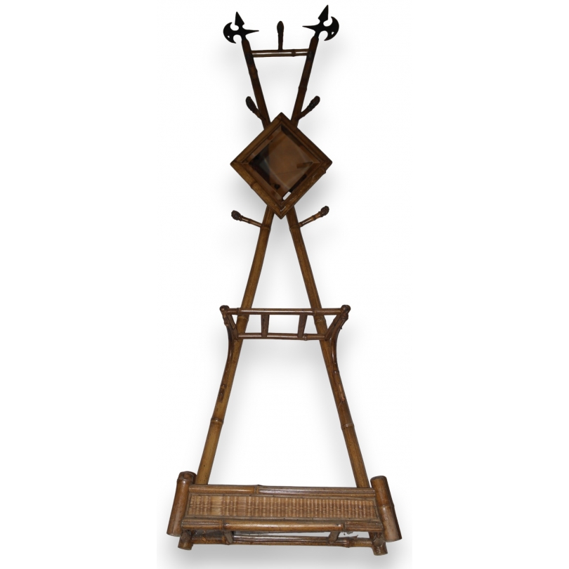 Bamboo coat rack with mirror at  Moinat SA  - Antiques and home décor