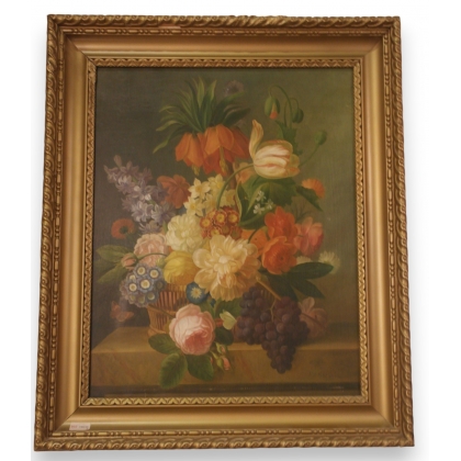 Huile sur toile, \"Bouquet de fleurs\"