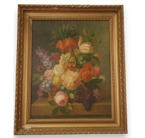 Huile sur toile, "Bouquet de fleurs"