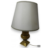 Lampe laquée ronce, socle doré