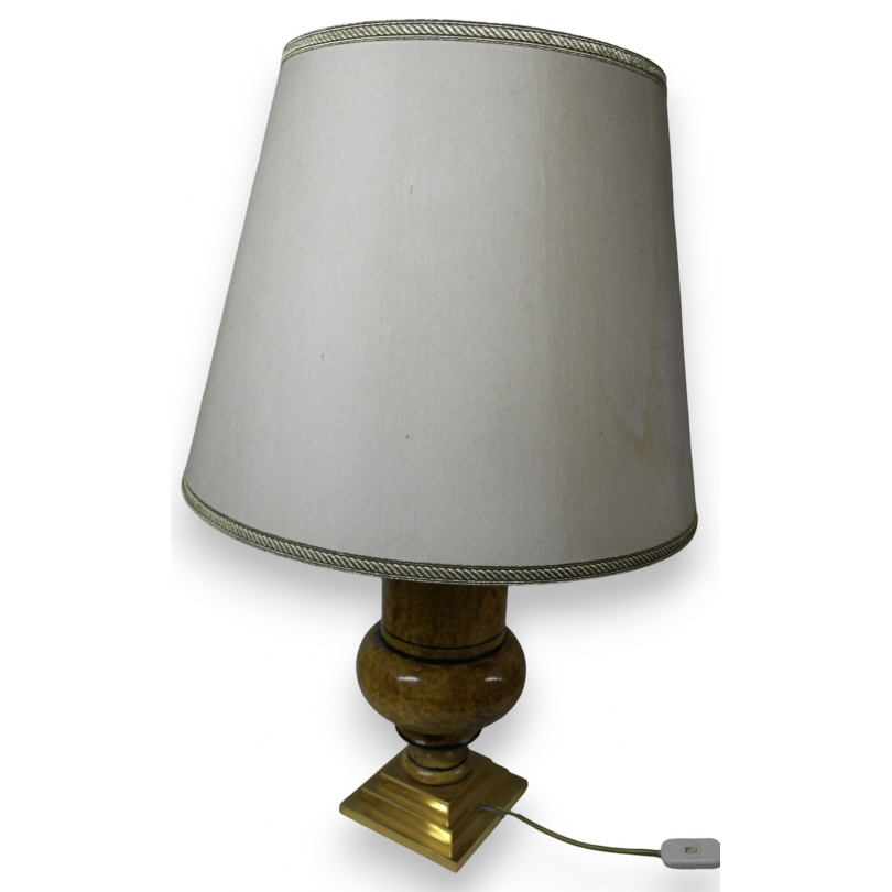 Lampe laquée ronce, socle doré