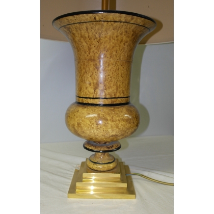  Lampe laquée ronce, socle doré sur  Moinat SA  - Antiquités décoration