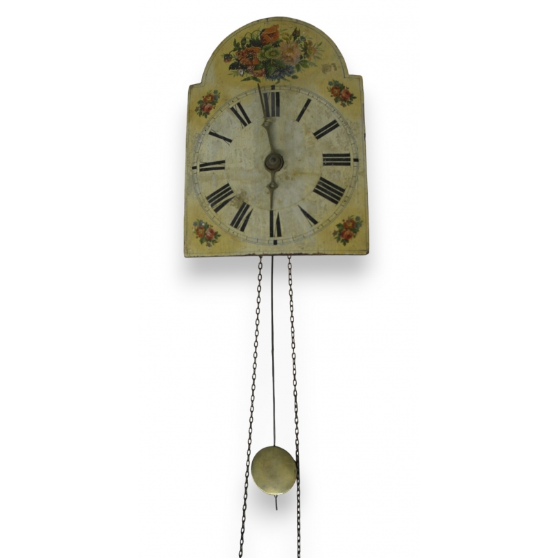 "Black Forest" painted wooden clock by Moinat SA – Antiques and home décor