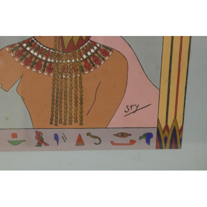 Gouache "Égyptienne" signée STY  sur Moinat SA  - Antiquités décoration -  Gouaches, Aquarelles, Pastels