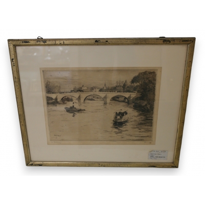  Eau Forte "Pont Royal" Paris signée W. sur  Moinat SA  - Antiquités décoration