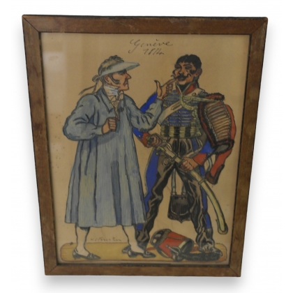 Aquarelle \"Costumes de Genève\", 1814