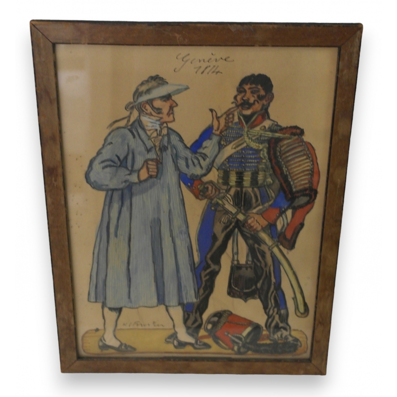 Peintures | Aquarelle "Costumes de Genève", 1814 de Moinat SA  - Antiquités décoration
