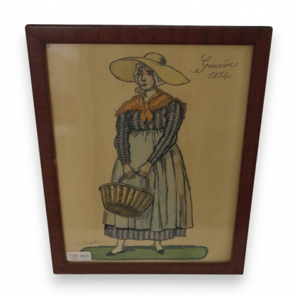 Aquarelle \"Costumes de Genève\", 1814 de